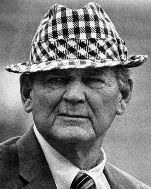 1980 Alabama Coach Paul 'Bear' Bryant Glossy Keychain College Football Print