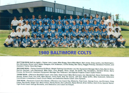 1980 Baltimore Colts Team Photo Football Picture Nfl