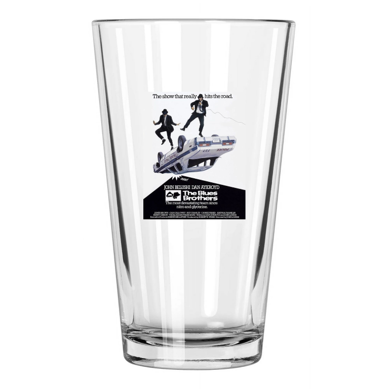 1980 Blues Brothers Dan Aykroyd John Belushi Photo Pint Beer Drinking Glass