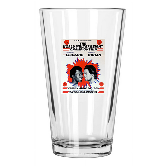 1980 Boxers Roberto Duran Vs Sugar Ray Leonard Photo Pint Beer Drinking Glass