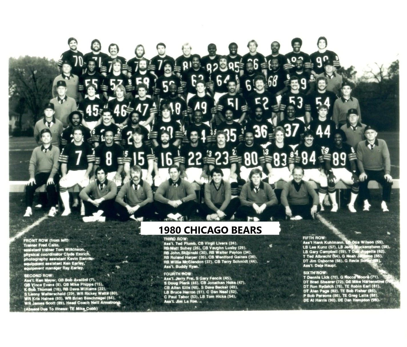 1980 Chicago Bears Team Photo Football Nfl Picture 300 Piece Jigsaw Puzzle