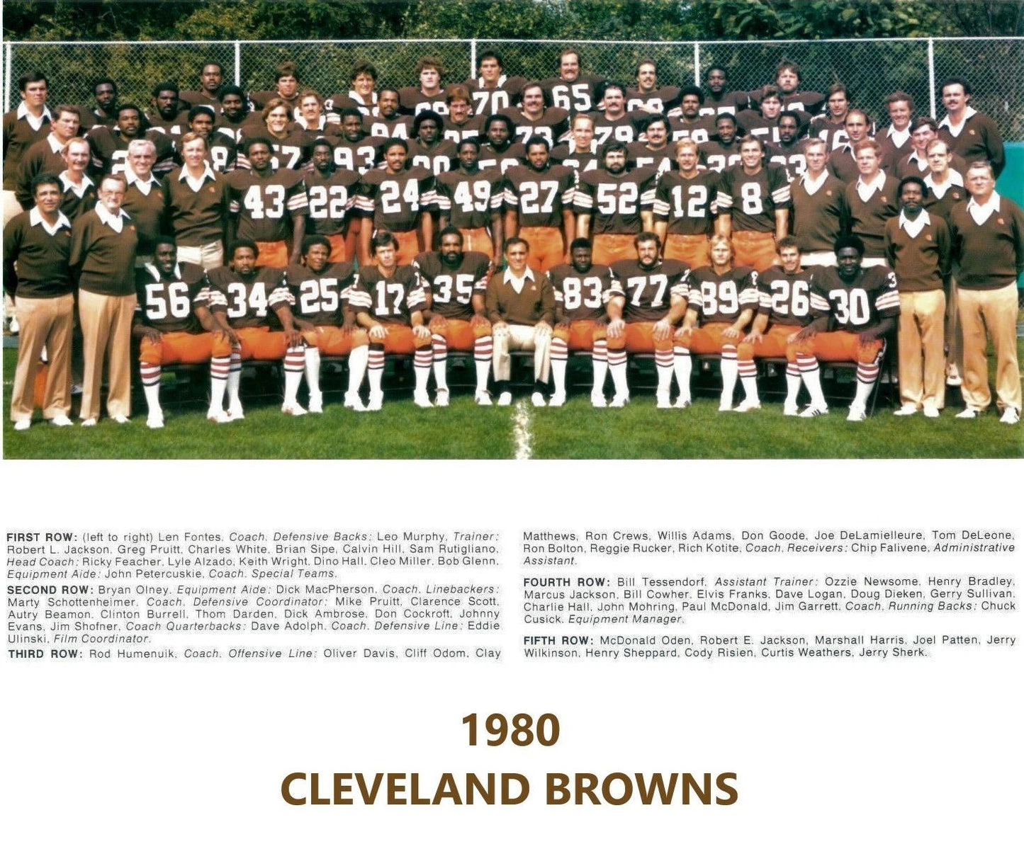 1980 Cleveland Browns Team Photo Nfl Football Picture