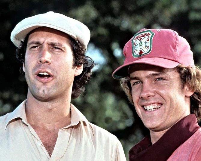 1980 Caddyshack Actors Chevy Chase & Michael O'Keefe Glossy Photo Poster
