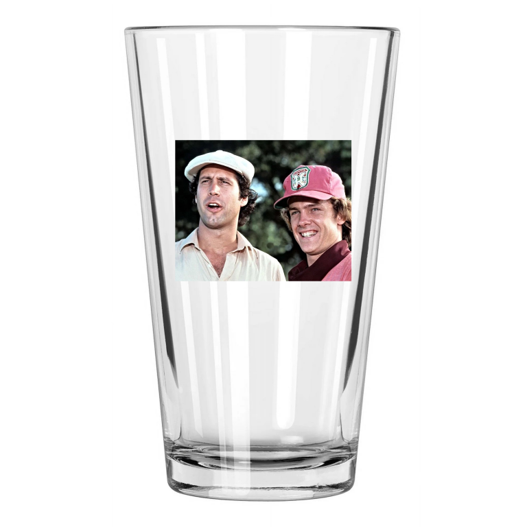 1980 Caddyshack Actors Chevy Chase & Michael O'Keefe Pint Beer Drinking Glass
