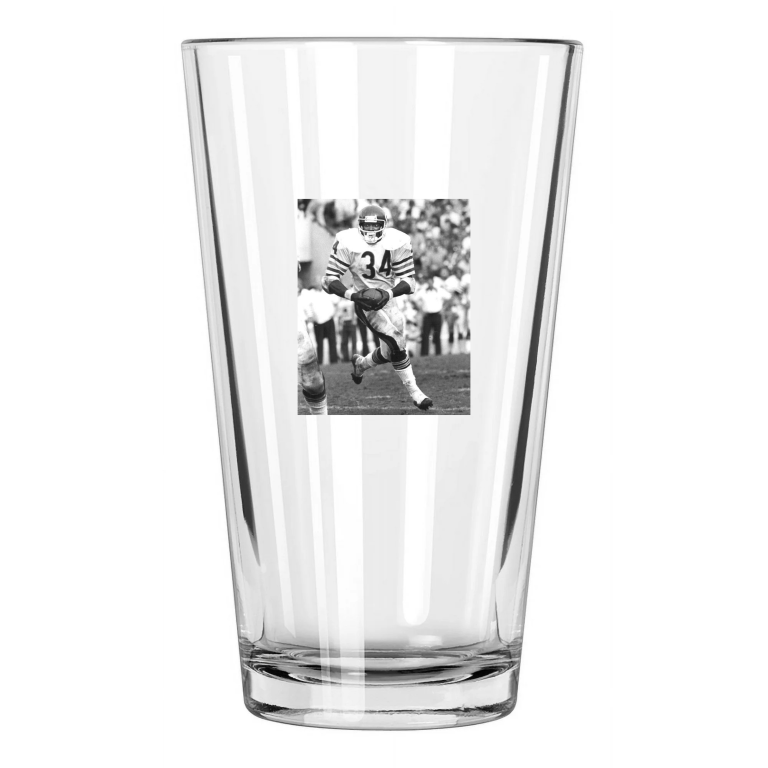 1980 Chicago Bears Walter Payton Photo Football Hof 93 Pint Beer Drinking Glass