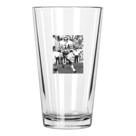 1980 Chicago Bears Walter Payton Photo Football Hof 93 Pint Beer Drinking Glass