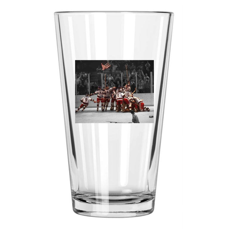 1980 Miracle On Ice Usa Hockey Celebration Spotlight Pint Beer Drinking Glass