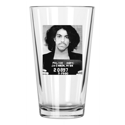 1980 Singer Prince Mugshot Photo Music Songwriter Pint Beer Drinking Glass