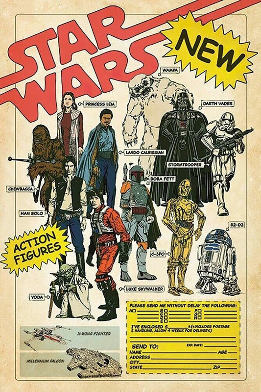1980 Star Wars Action Figure Mailaway Boba Fett Darth Vader Luke Leia