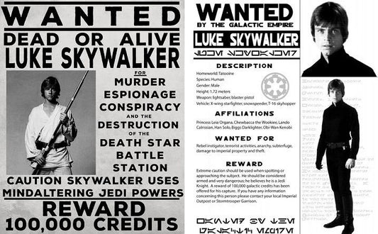 1980 Star Wars Lot Of 2 Luke Skywalker Wanted Magnet Prop Replicas Mark Hamill