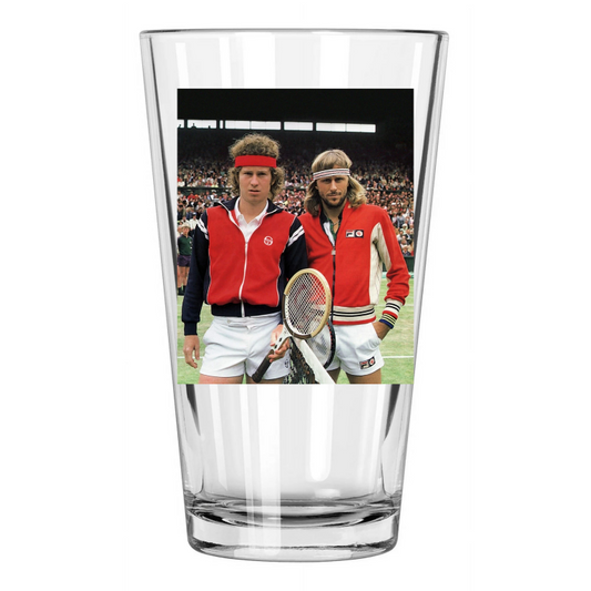 1980 Tennis Legends John Mcenroe And Bjorn Borg Photo Pint Beer Drinking Glass