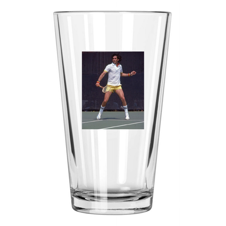 1980 Tennis Pro Ilie Nastase Photo Wimbledon Open Pint Beer Drinking Glass
