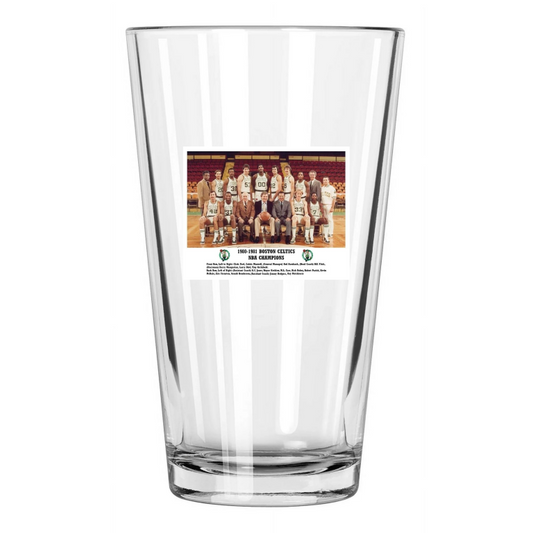 1981 Boston Celtics Red Auerbach And Larry Bird, Nba Champions Pint Beer Glass