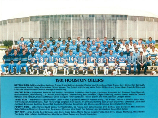1981 Houston Oilers Team Magnet Picture Nfl Football