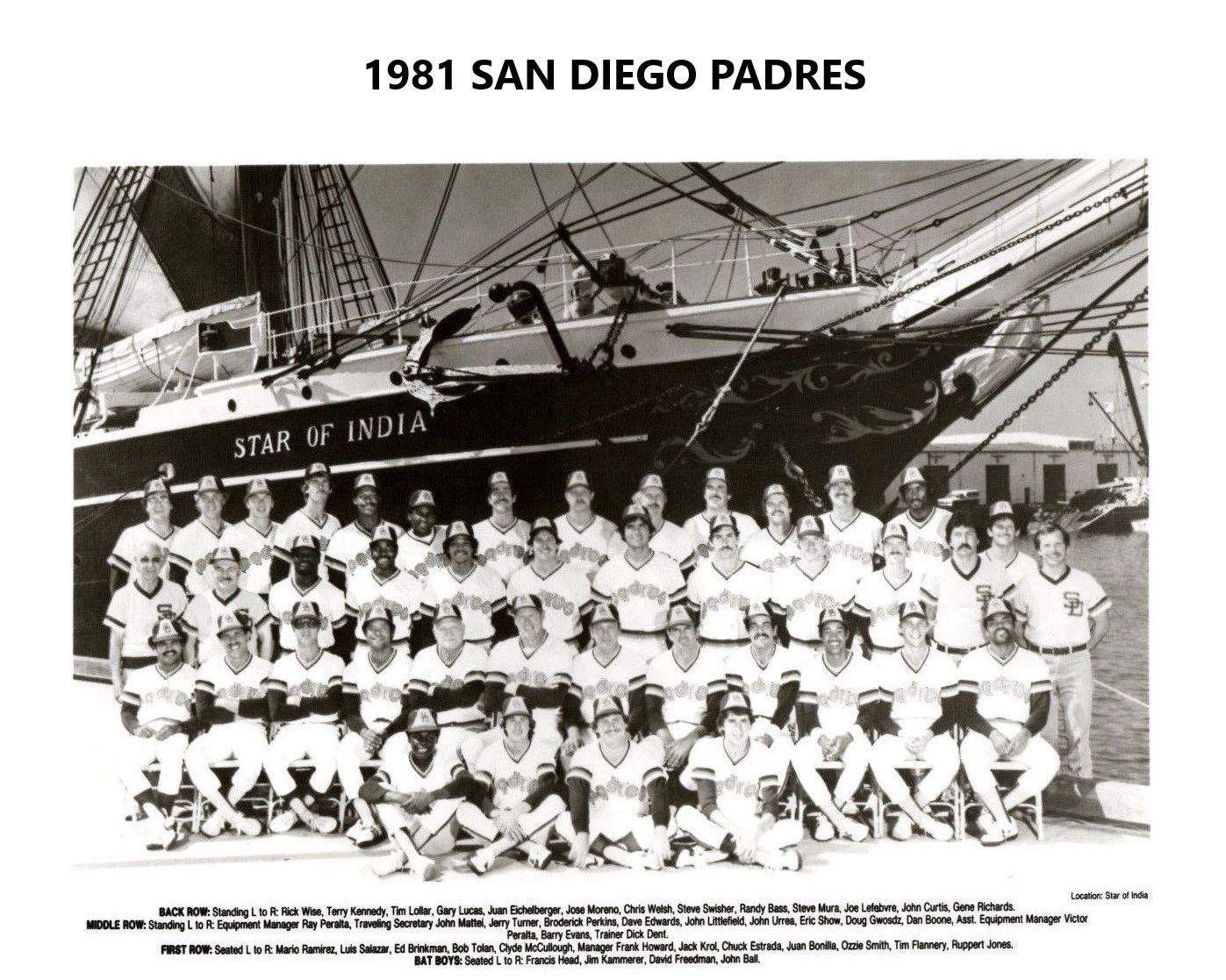 1981 San Diego Padres Team Magnet Baseball Picture Mlb With Names