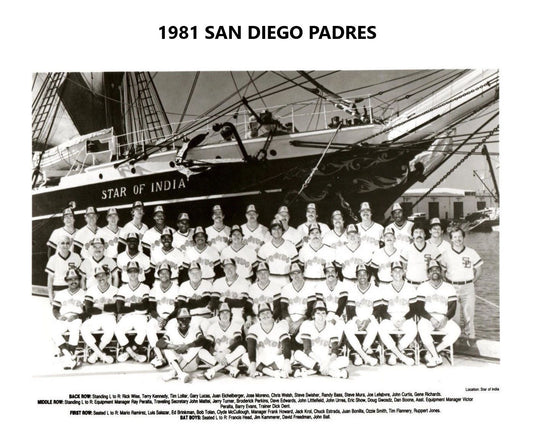 1981 San Diego Padres Team Magnet Baseball Picture Mlb With Names