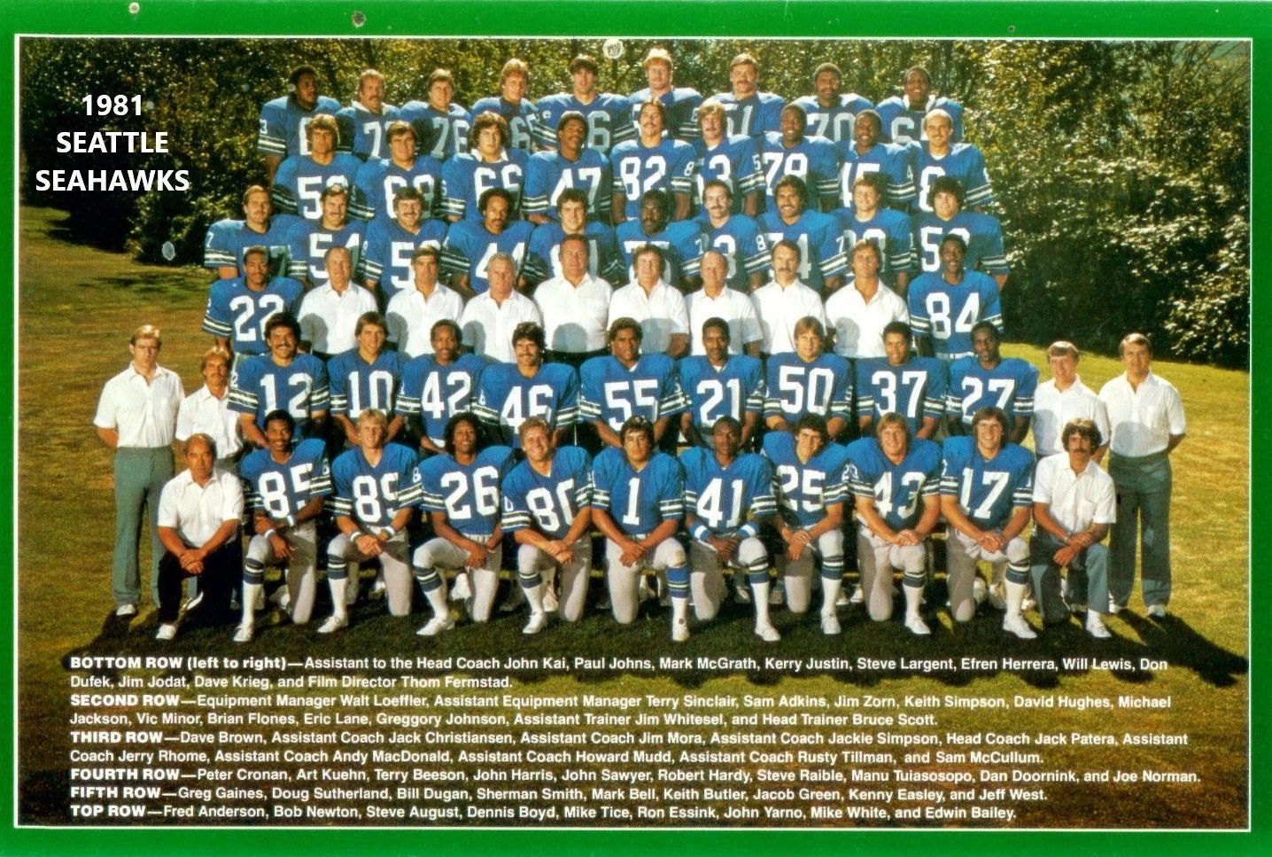 1981 Seattle Seahawks Team Magnet Nfl Football Picture