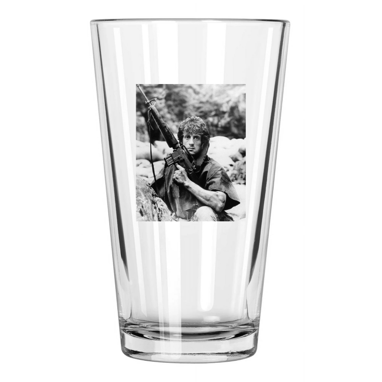 1982 Action Movie Rambo First Blood Sylvestor Stallone 2 Pint Beer Glass