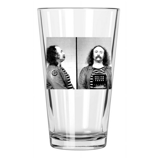 1982 Folk Singer David Crosby Mugshot Photo Texas Pint Beer Drinking Glass