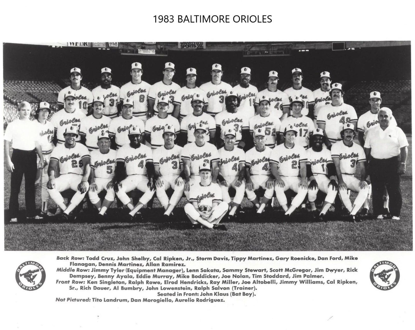 1983 Baltimore Orioles Team Magnet Baseball Picture O'S Mlb
