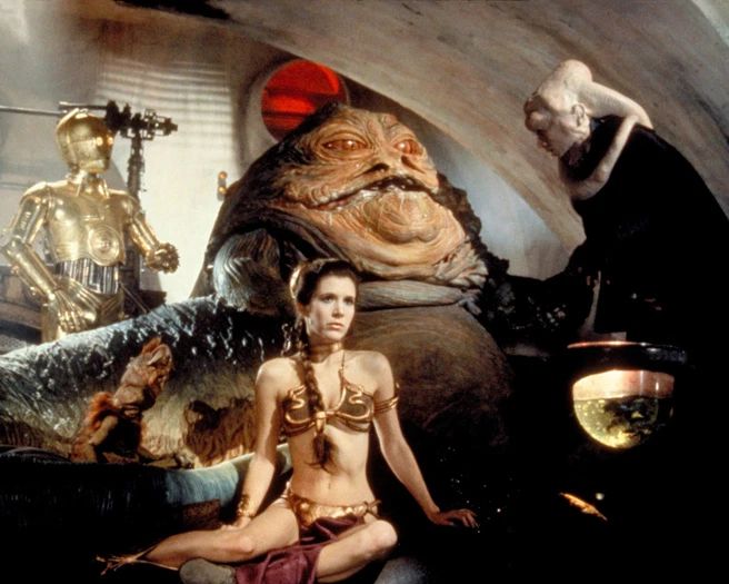 1983 Carrie Fisher Princess Leia And Jabba The Hutt Photo Star Wars Poster
