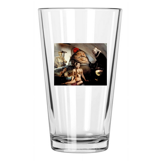 1983 Carrie Fisher Princess Leia And Jabba The Hutt Star Wars Pint Beer Glass