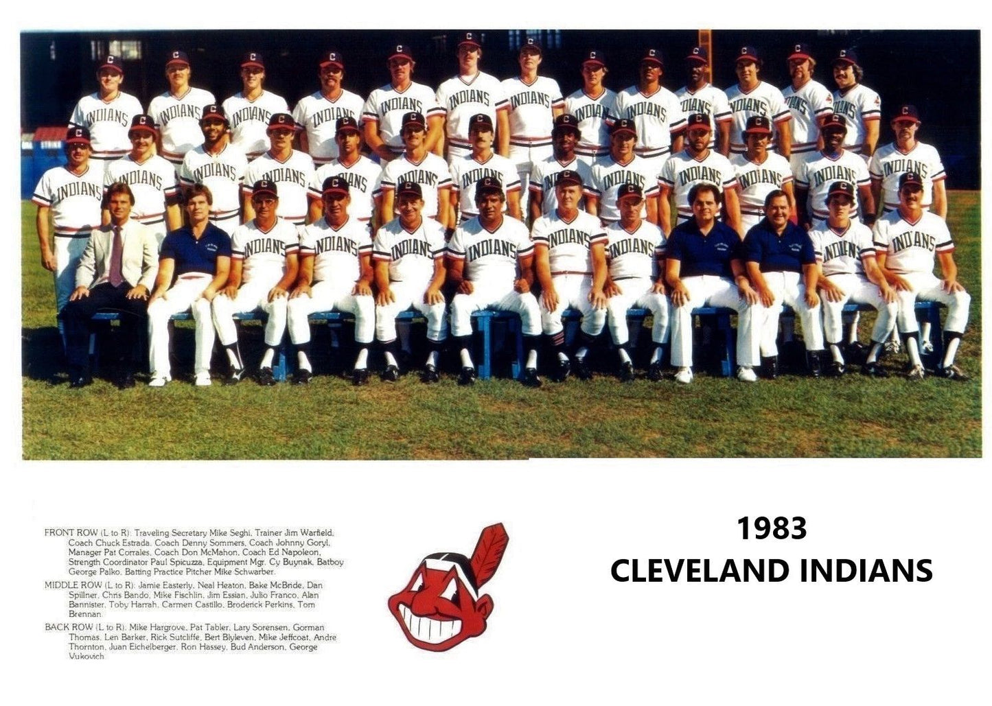1983 Cleveland Indians Team Photo Baseball Mlb Picture