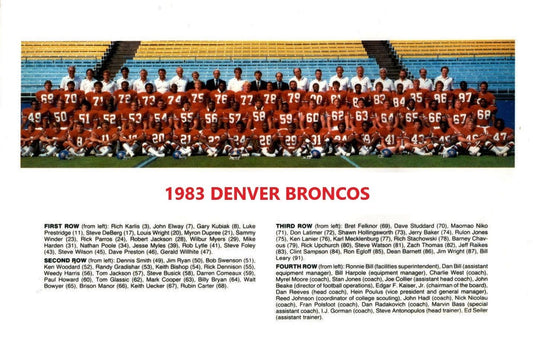 1983 Denver Broncos Team Keychain Picture Nfl Football