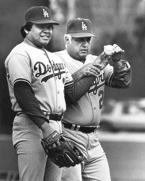1983 Fernando Valenzuela And Tommy Lasorda Glossy Photo Los Angeles Dodgers