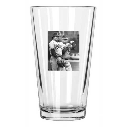 1983 Fernando Valenzuela And Tommy Lasorda Los Angeles Dodgers Pint Beer Glass