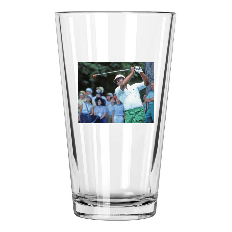 1983 Pro Golfer Lee Elder Photo Golf Swing Masters Pint Beer Drinking Glass