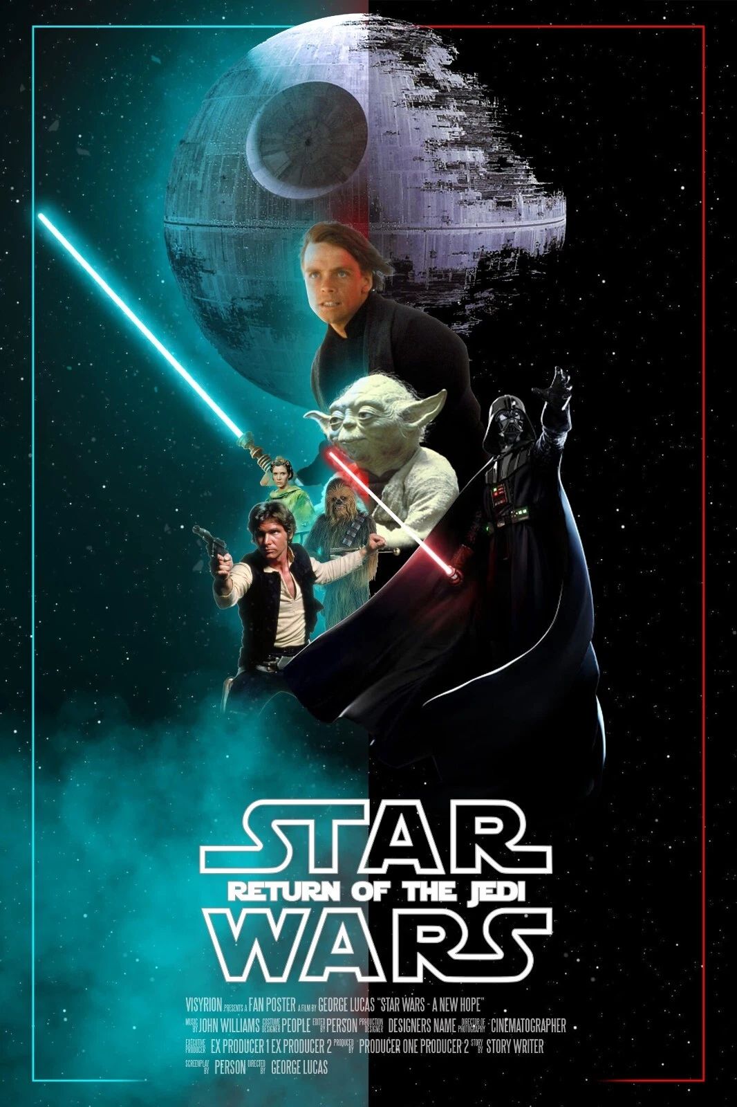 1983 Star Wars Vi Return Of The Jedi Movie Poster Vader & Luke
