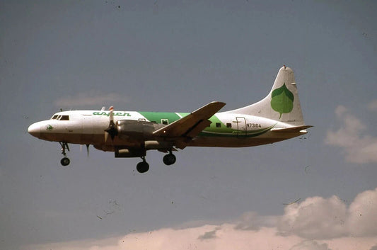1984 Aspen Airlines Cv 580 Propellor Plane Denver Retro Picture Keychain