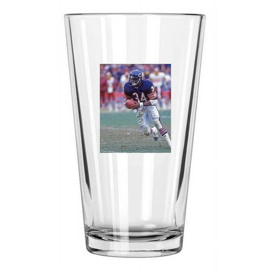 1984 Chicago Bears Walter Payton Photo Football Pint Beer Drinking Glass