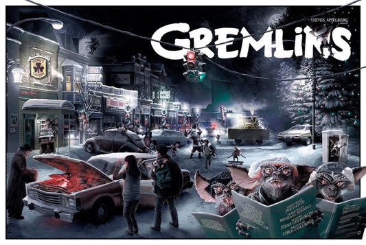 1984 Gremlins Movie Poster Gizmo Billy Kate Howie Mandel Mogwai Stripe