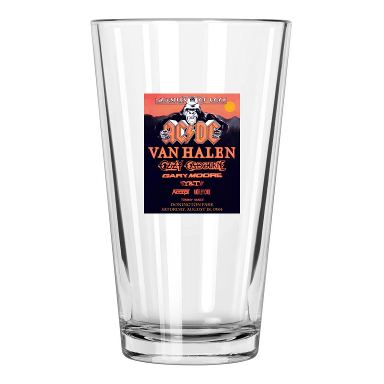 1984 Hard Rock Band Ac Dc Photo Acdc Van Halen Pint Beer Drinking Glass