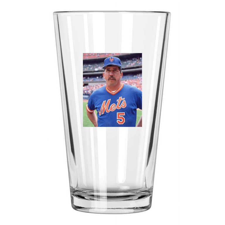 1984 New York Mets Dave Johnson Photo Baseball Pint Beer Drinking Glass
