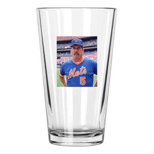 1984 New York Mets Dave Johnson Photo Baseball Pint Beer Drinking Glass