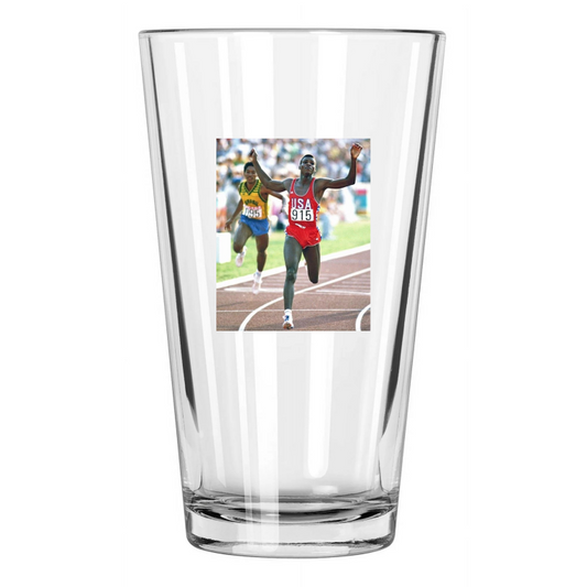 1984 Olympics Carl Lewis Photo Usa La Track & Field 1 Pint Beer Drinking Glass