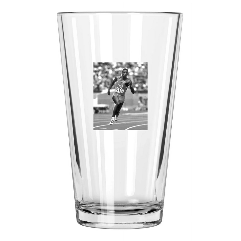 1984 Olympics Carl Lewis Photo Usa La Track & Field 2 Pint Beer Drinking Glass