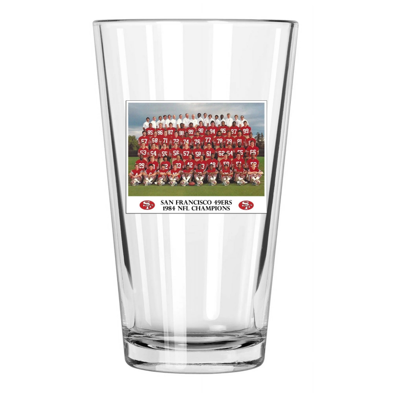 1984 San Francisco 49Ers Photo Superbowl Champs Team Pint Beer Drinking Glass