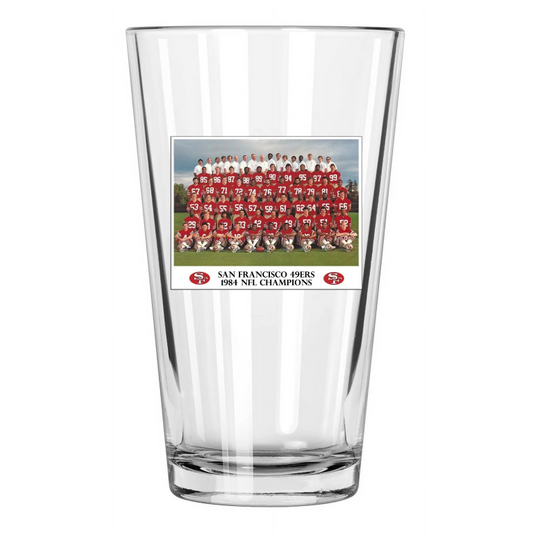 1984 San Francisco 49Ers Photo Superbowl Champs Team Pint Beer Drinking Glass