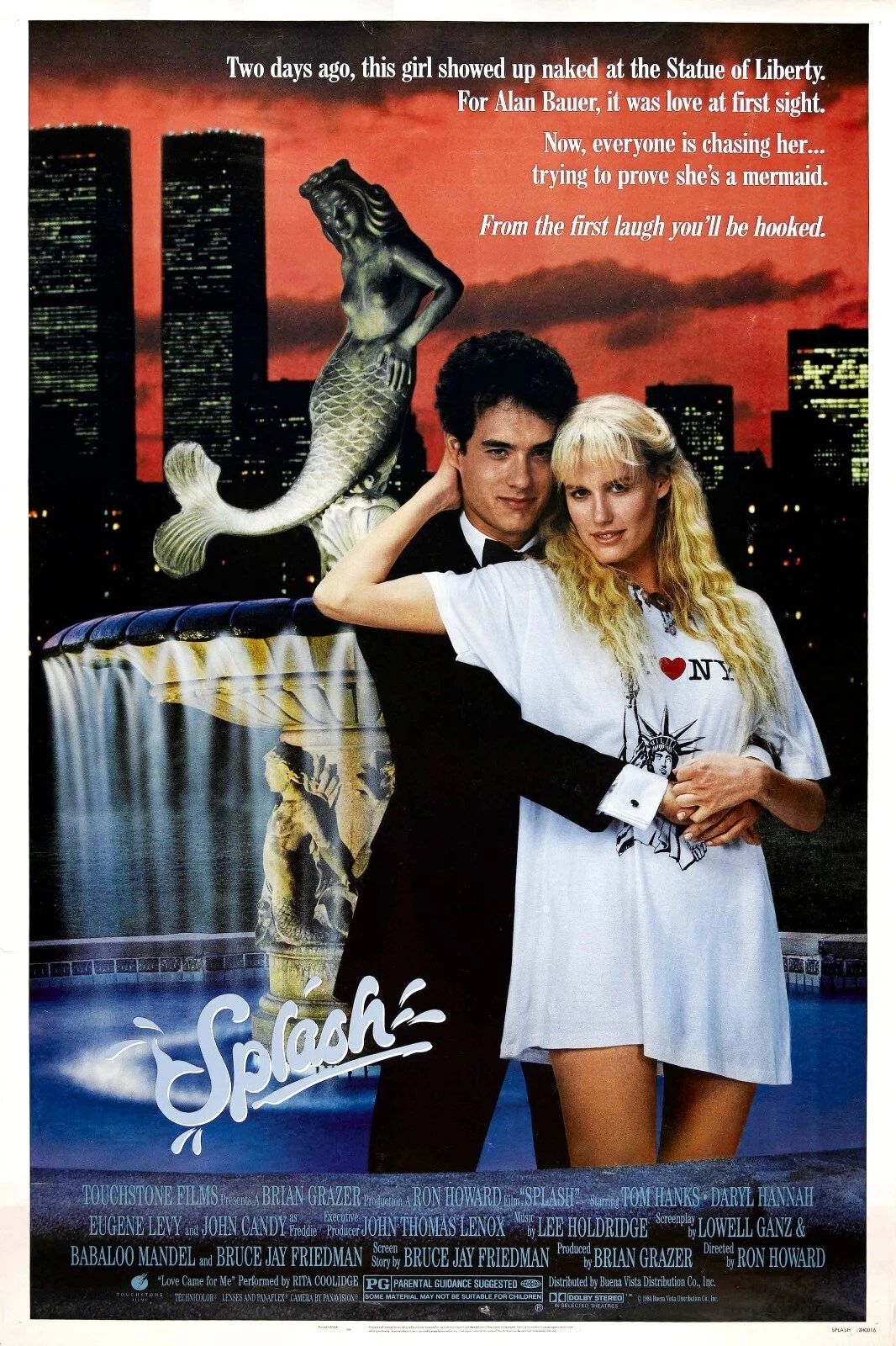 1984 Splash Movie Keychain Tom Hanks Daryl Hannah Mermaid Madison