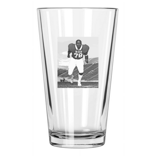 1984 Virginia Tech Bruce Smith Photo Football College Pint Beer Drinking Glass