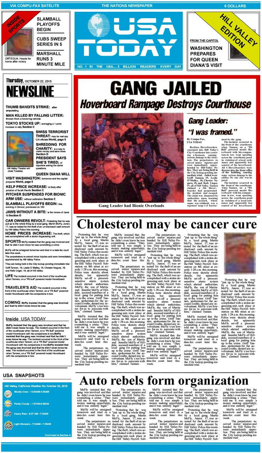 1985 Back To The Future Usa Todayprint Gang Jailed Biff Tannen 300 PCS Jigsaw