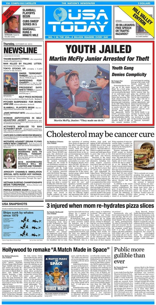 1985 Back To The Future Usa Todayprint Youth Jailed Marty Mcfly 300 PCS Jigsaw