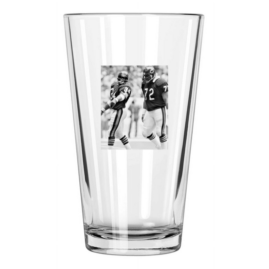 1985 Chicago Bears Walter Payton And William Perry Pint Beer Drinking Glass