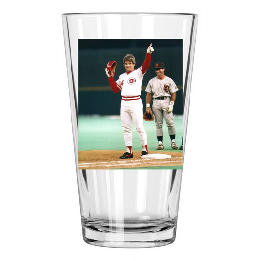 1985 Cincinnati Reds Pete Rose Photo Hit King Baseball Pint Beer Drinking Glass