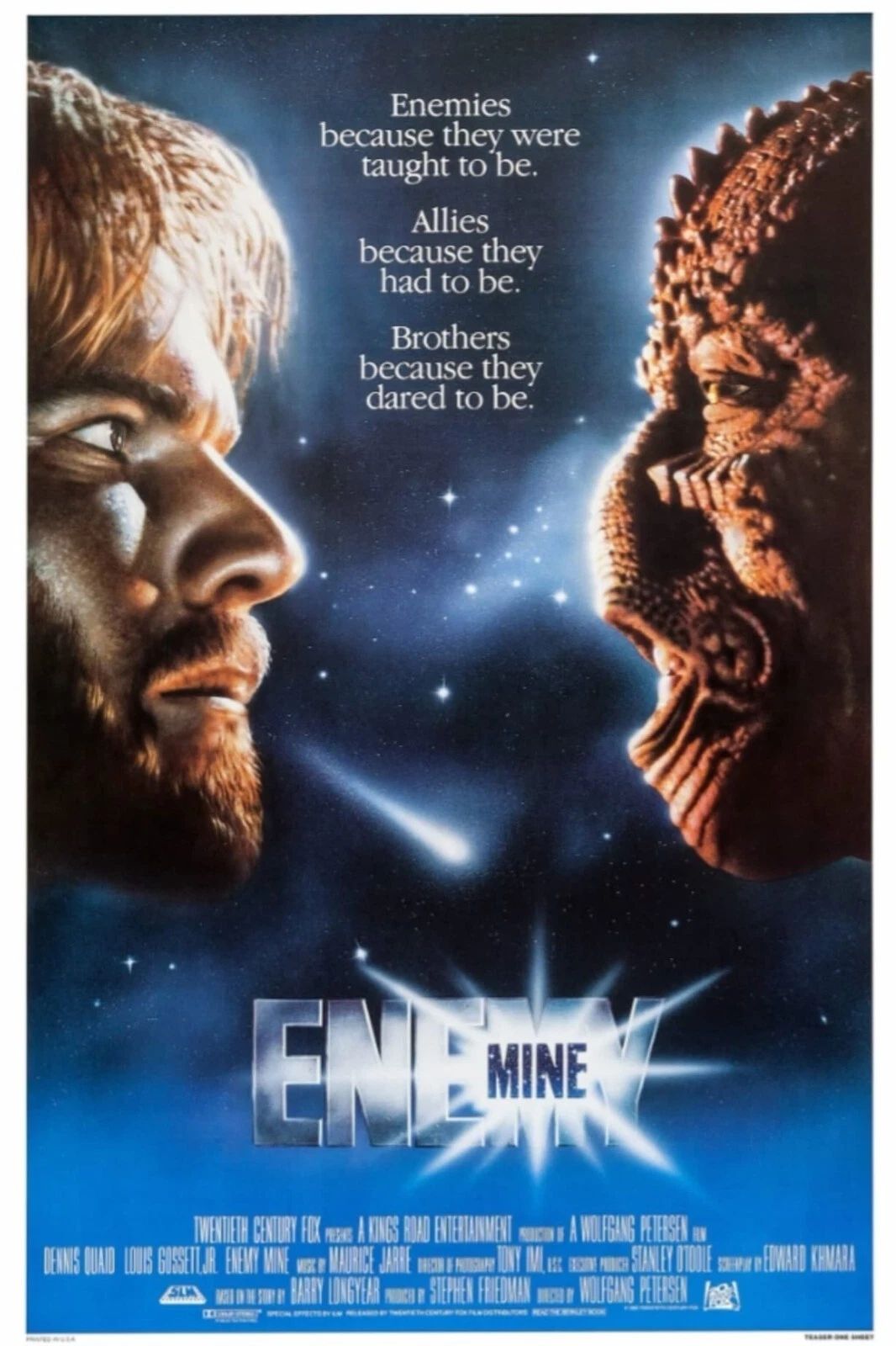 1985 Enemy Mine Movie Poster Dennis Quaid Louis Gossett Jr.