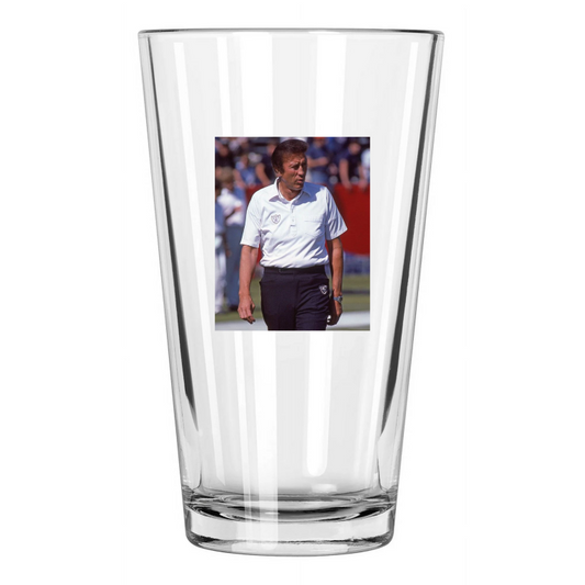 1985 Los Angeles Raiders Tom Flores Photo Coach Pint Beer Drinking Glass